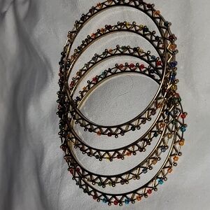 Set of 4 Multicolour Golden  Stackable Wire Bracelets